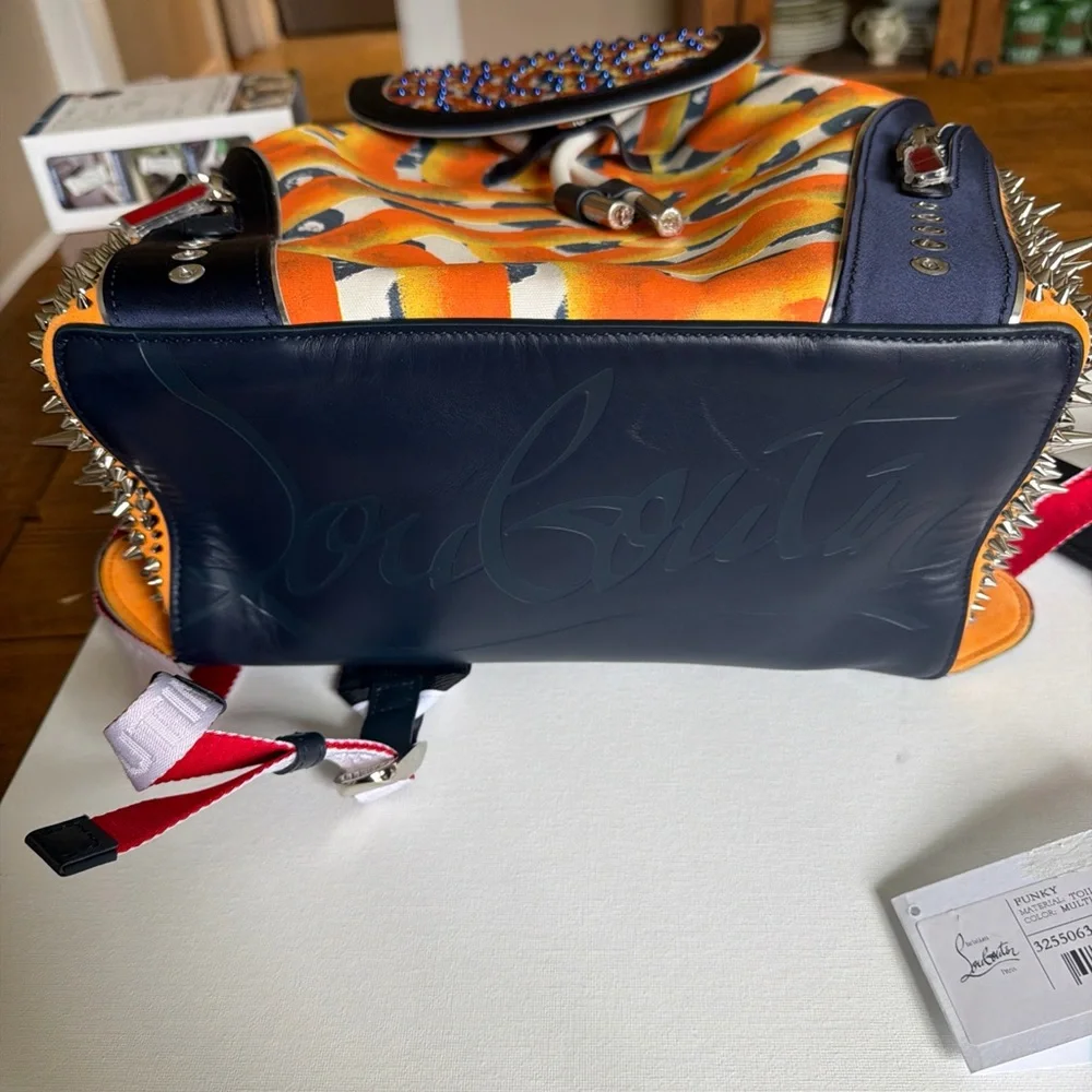 New Christian Louboutin Large Multicolor Spiked Backpack $5000